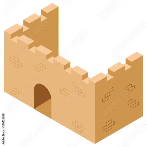 
Isometric icon of castle pillar, medieval castle concept 
