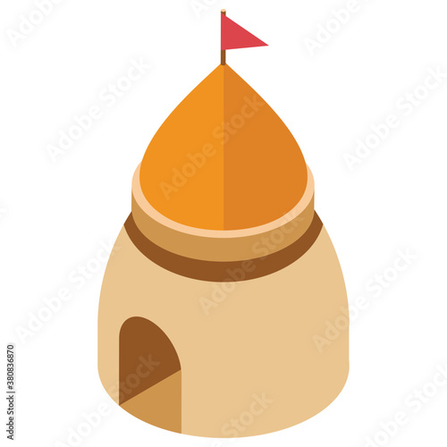 
Isometric icon of castle pillar, medieval castle concept 
