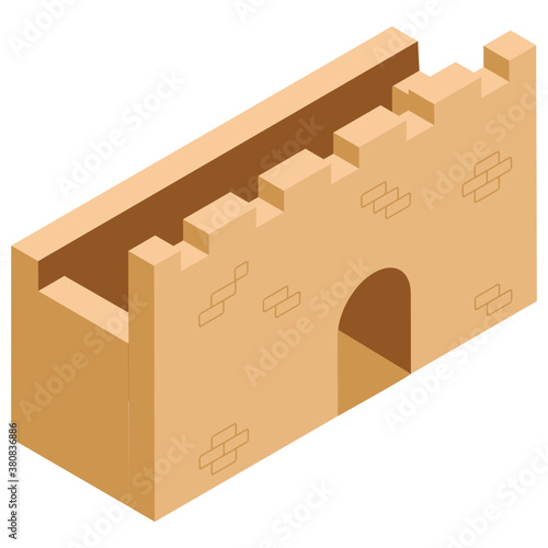 
Isometric icon of castle pillar, medieval castle concept 

