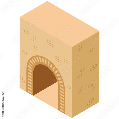 
Isometric icon of castle pillar, medieval castle concept 
