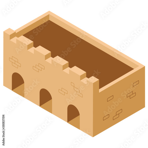 
Isometric icon of castle pillar, medieval castle concept 
