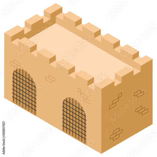 
Isometric icon of castle pillar, medieval castle concept 

