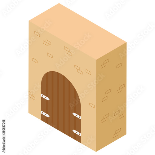 
Sand castle, isometric vector icon.
