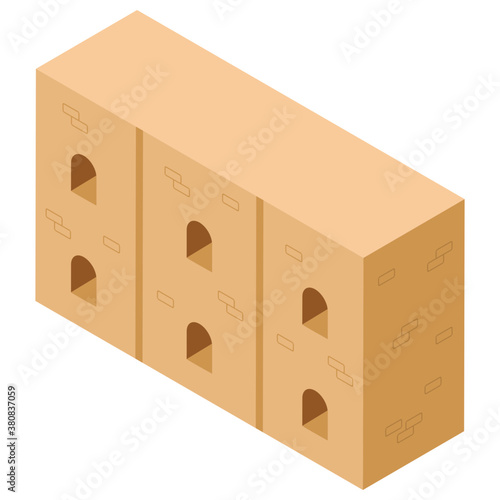 
Sand castle, isometric vector icon.
