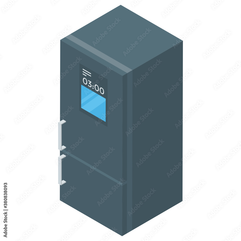 Naklejka premium Refrigerator icon in isometric vector 