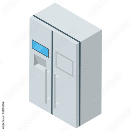 
Refrigerator icon in isometric vector 

