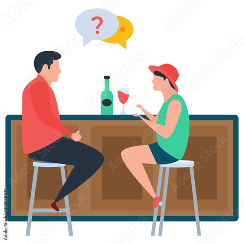 
Talking each other, chatting flat design illustration 
