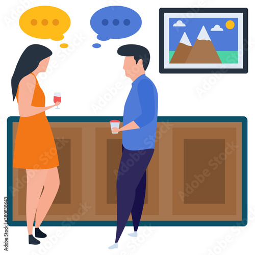 
Talking each other, chatting flat design illustration 
