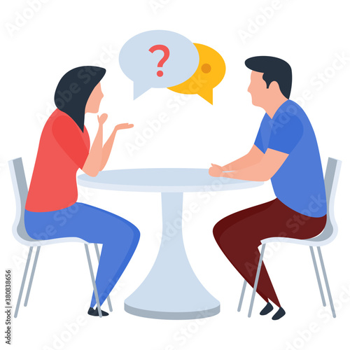 
Talking each other, chatting flat design illustration 
