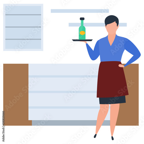 
Bartender illustration in flat design 
