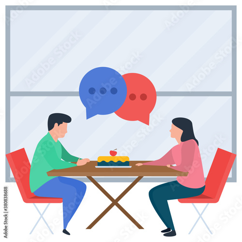 
Talking each other, chatting flat design illustration 
