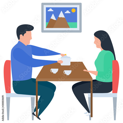 
Romantic date illustration in flat design 
