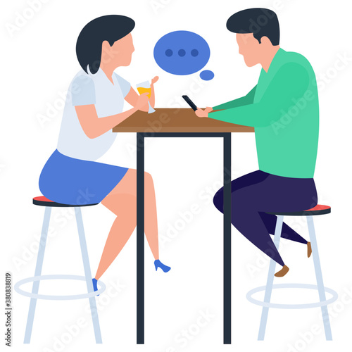  Talking each other, chatting flat design illustration 