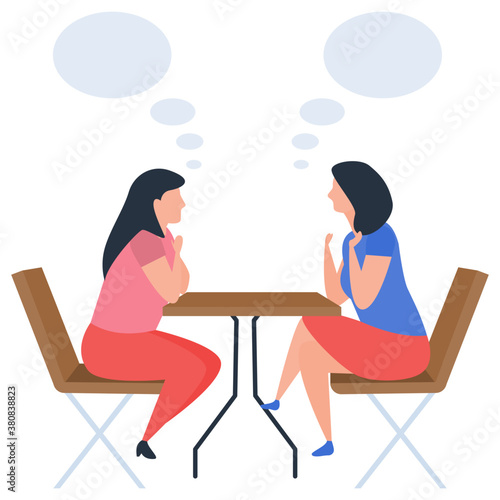 
Talking each other, chatting flat design illustration 
