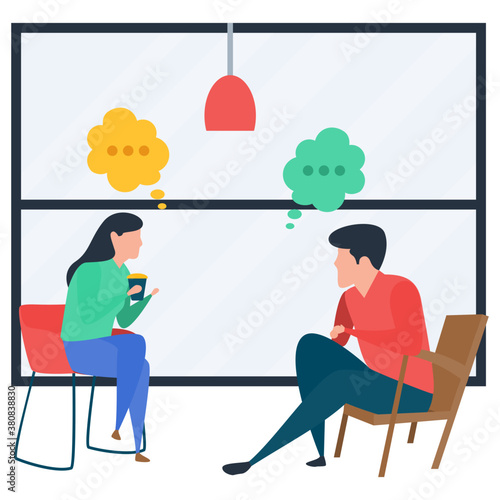 
Talking each other, chatting flat design illustration 
