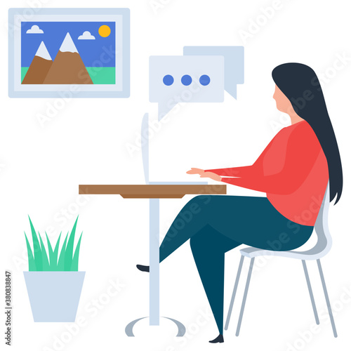 
Talking each other, chatting flat design illustration 
