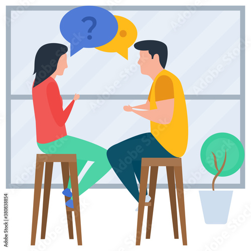 
Talking each other, chatting flat design illustration 
