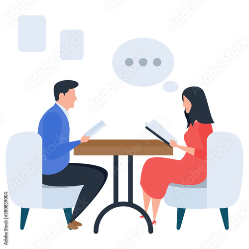 
Talking each other, chatting flat design illustration 
