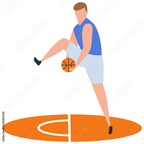 
Basketball player icon, isometric design.
