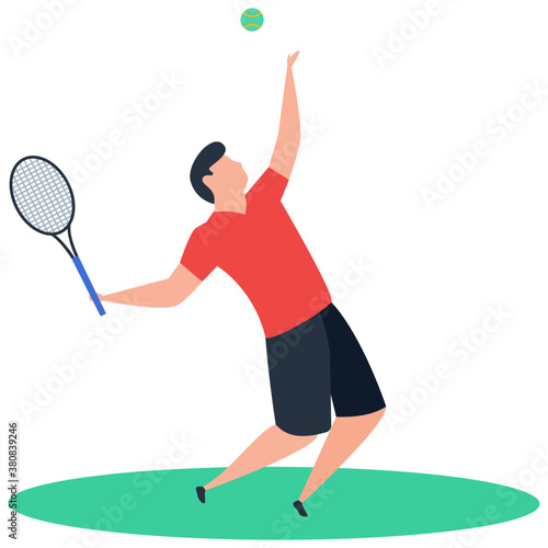 
Tennis player icon in isometric vector design.

