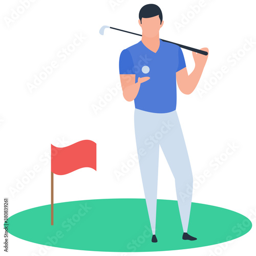 
Golf player icon in isometric vector design.
