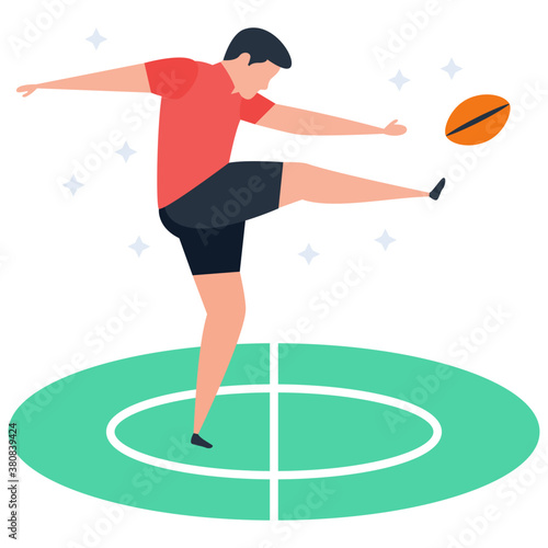 
Isometric design of rugby player icon.

