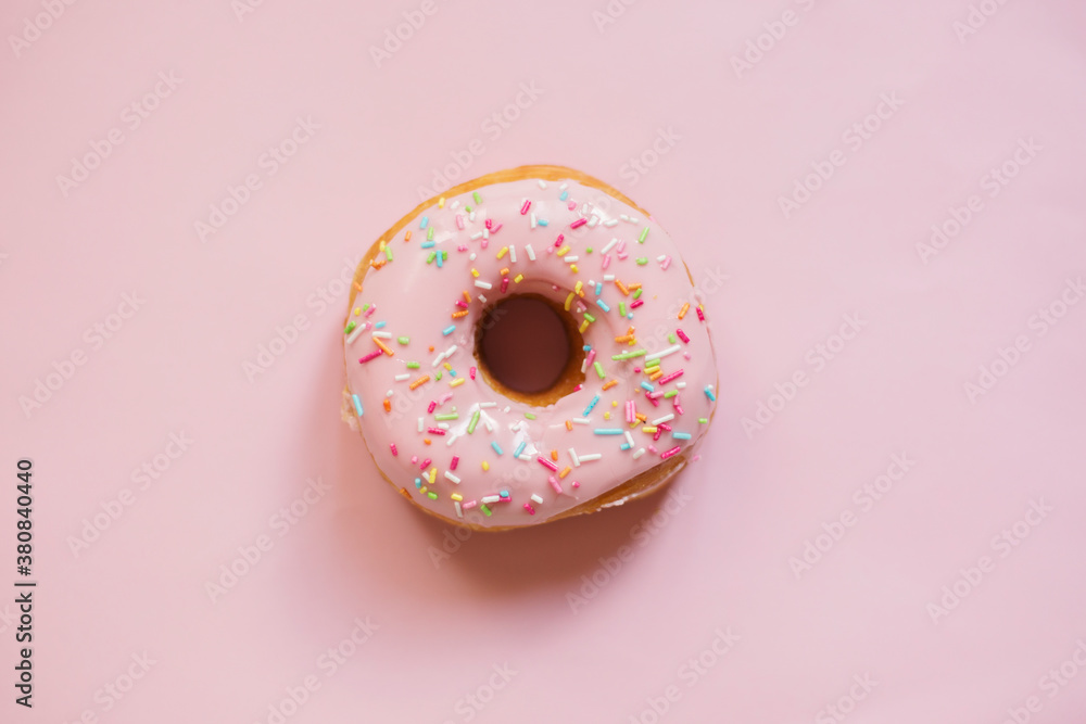Donut on a pink background Donut on a pink background