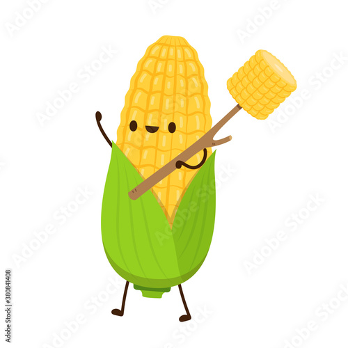 Corn vector. Corn character design. Corn stick vector.