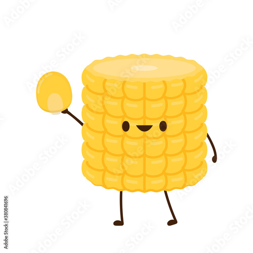 Corn vector. Corn character design. Corn on white background. Corn kernel vector.