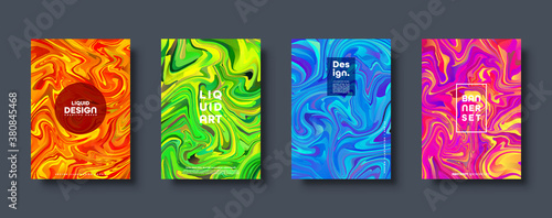 Colorful abstract geometric background. Liquid dynamic gradient waves. Fluid marble texture. Modern covers set. Vector illustration.