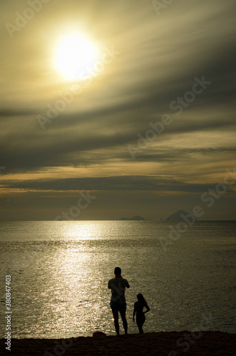 silhouette of a couple at sunset