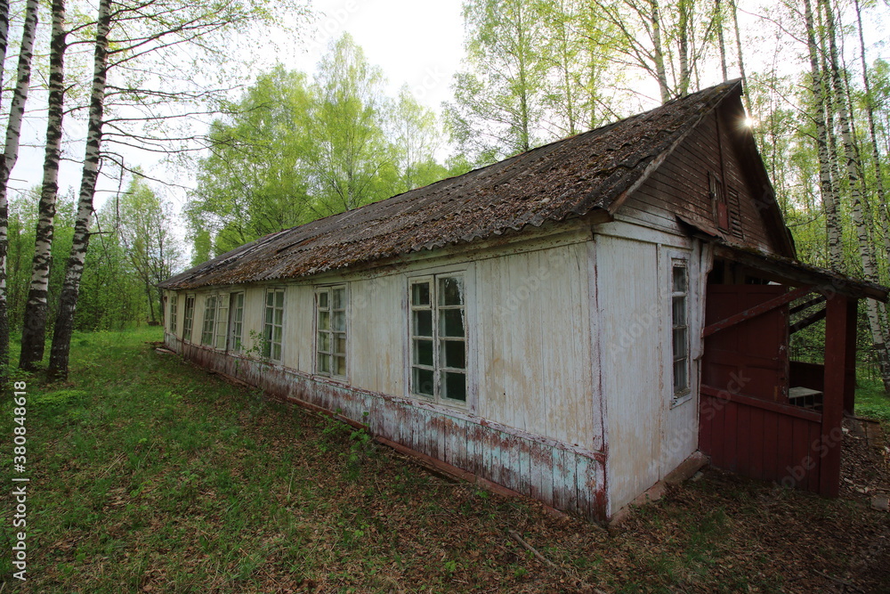 abandoned children's camp building and territory