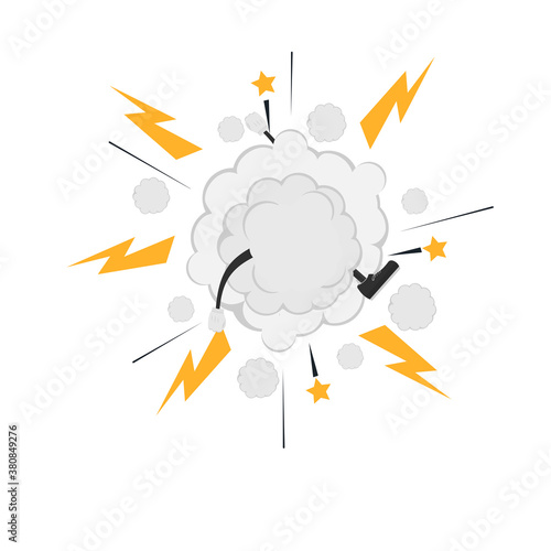 Cloud fight. Cartoon style, vector illustration