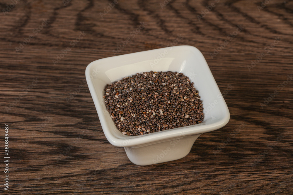 Seasoning chia seeds in the bowl Seasoning chia seeds in the bowl