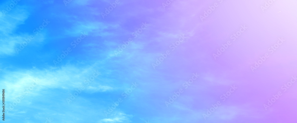 Fantasy on a cloudy sky with clear blue gradient colors and a glass texture as a beautiful natural abstract background