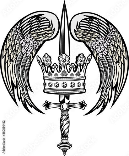 Tattoo Royal Gold Crown and Knife