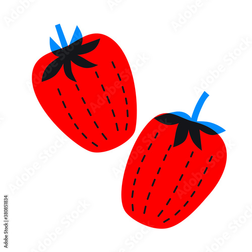 Strawberry abstract vector illustration. Collection of contemporary art prints. Abstract fruits. Apples, pears, apricots and lemons. 