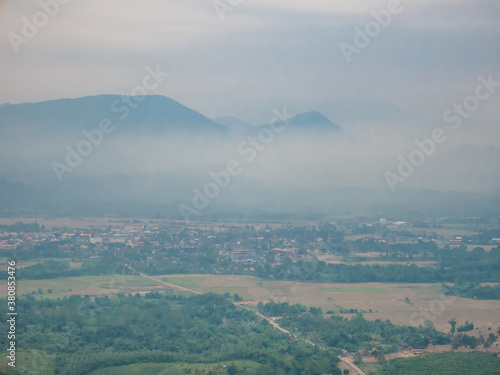 Scenery landscape view from Pha Ngeun in vangvieng City Laos.Vangvieng City The famous holiday destination town in Lao. photo