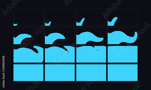 Liquid transition effect. Water Transitions animation for games, cartoon, animation and motion design. Hand drawn 2d scene transition fx.