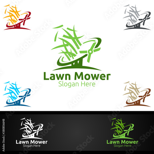 Cut Lawn Mower Logo for Lawn Mowing Gardener Design
