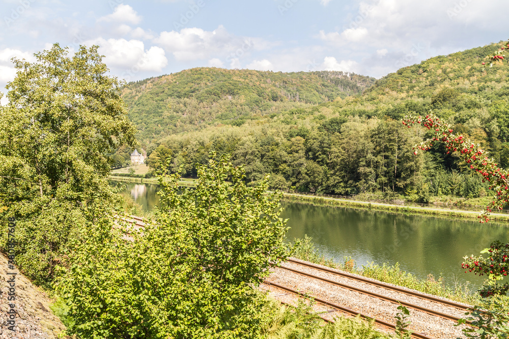 Fototapeta premium landscape with lake and forest