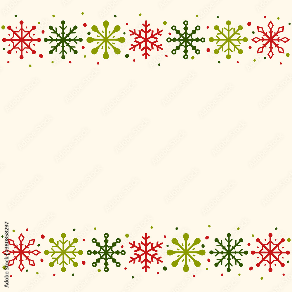 Christmas background with snowflakes and copyspace. Concept of Xmas card. Vector