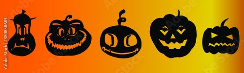 Happy Halloween, October 31 All Saints Day, attributes of the holiday isolated icons cursed pumpkin freehand drawings in vector