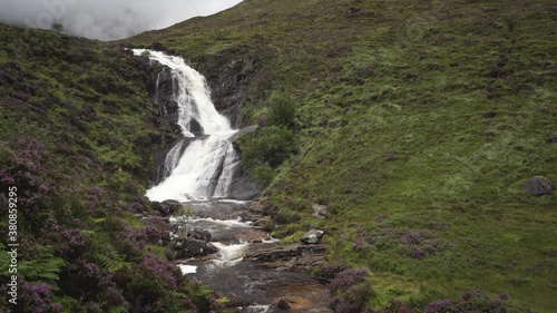 Scenic view of Eas a’ Bhradain waterfall on the Isle of Skye, Scotland. Large Bhradain fall near Sligachan settlement on Skye. photo