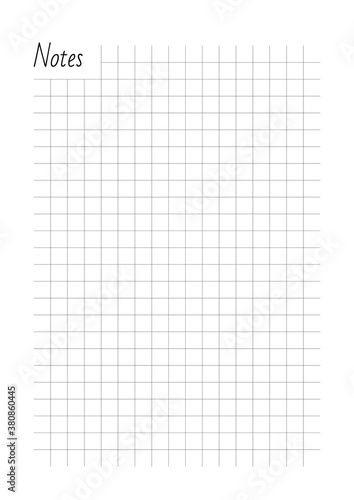 Notes. Blank printable vertical notebook page. Vector 8 ESP.