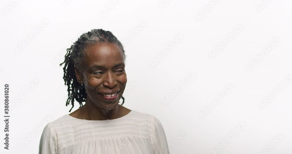 Woman laughing as camera slowly pushes in Woman laughing as camera slowly pushes in