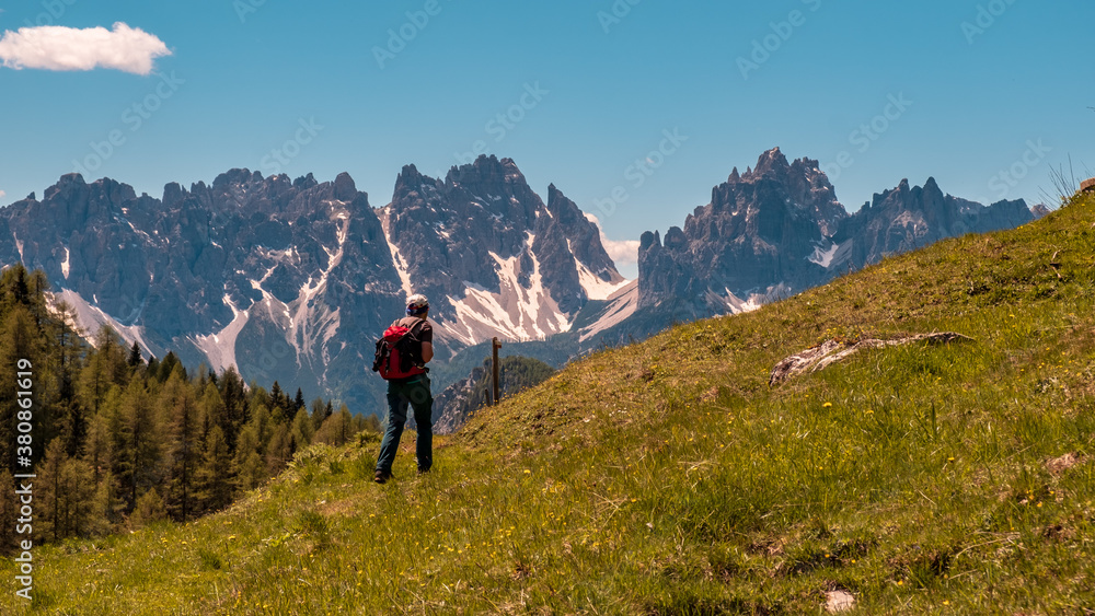 Exploration spring day in the beautiful Carnic Alps, Friuli-Venezia Giulia, Italy