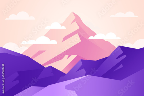 Vector landscape illustration. Mountain peak view.