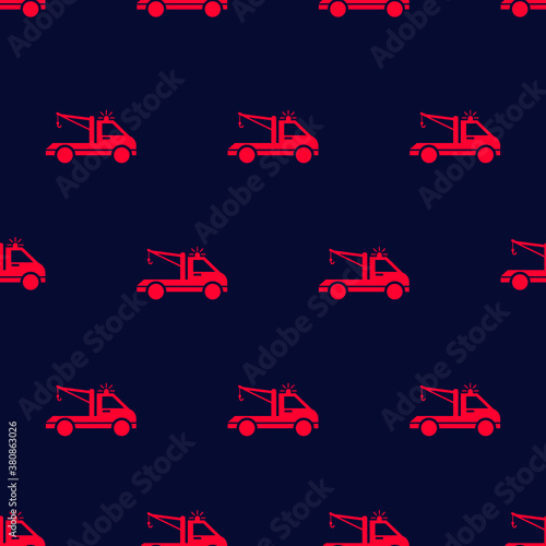 seamless pattern two color tow truck icon with dark blue background