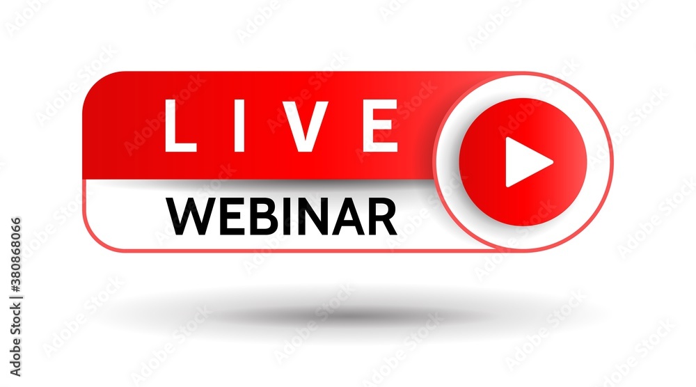 Live. Button play, start. Interface design element for webinar, online course, distance education, lecture, internet conference, icon, banner. Vector isolated illustration. Live. Button play, start. Interface design element for webinar, online course, distance education, lecture, internet conference, icon, banner. Vector isolated illustration.